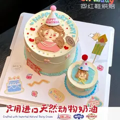 2寸主蛋糕+小副蛋糕套装，2寸，约1人