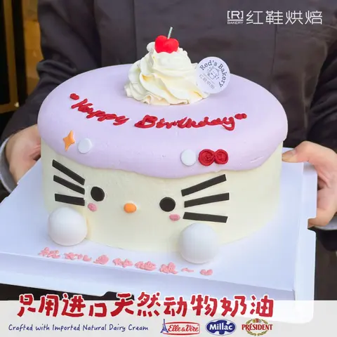  Kitty，8寸生日蛋糕